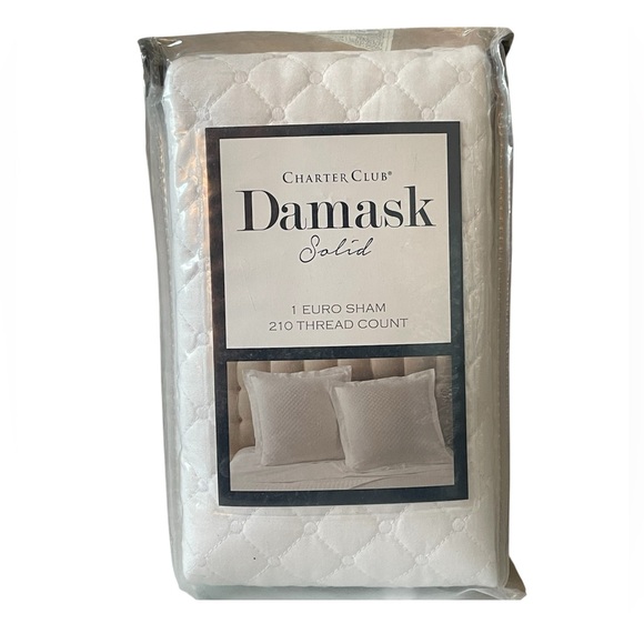 Charter Club Damask Quilted Euro Sham in White - Picture 1 of 6